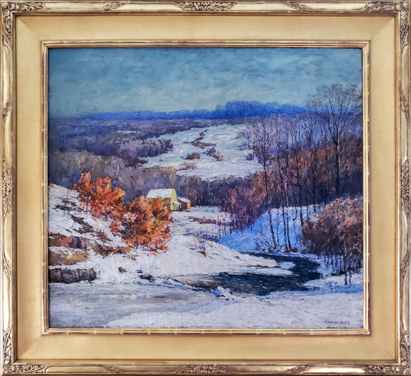 Daniel Kotz Winter Stream and Hillside House Framed